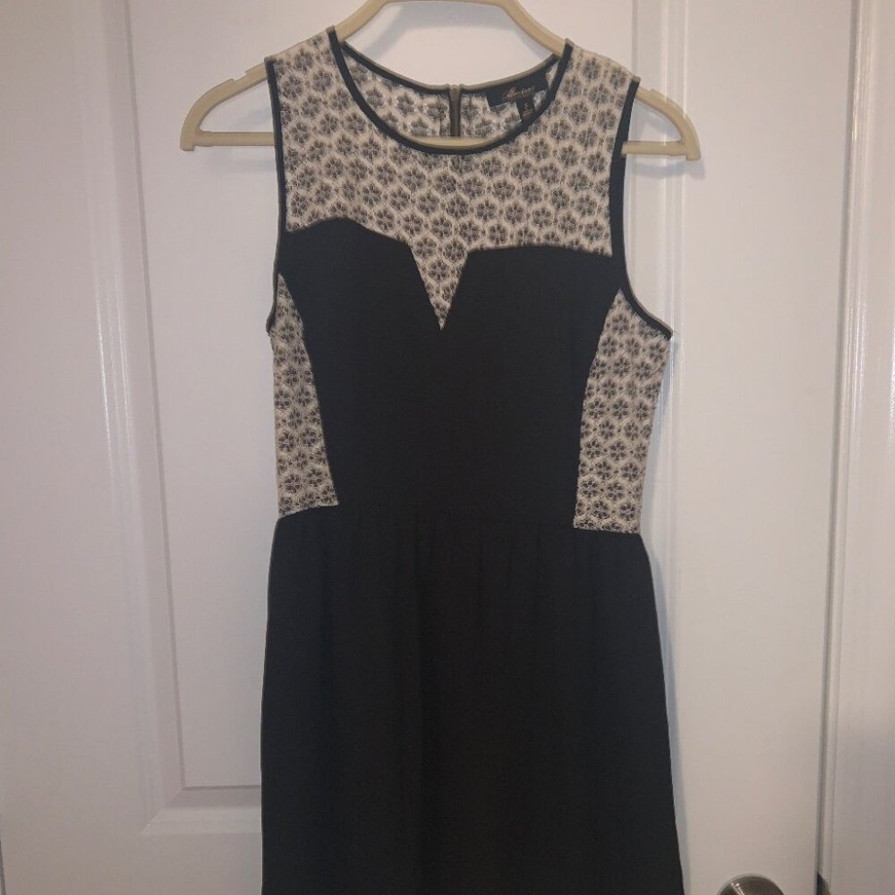 Lace Detailed Black and White Dress